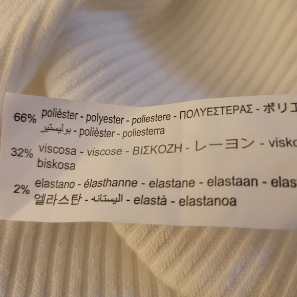 ZARA // white stretch rib knit 3/4 sleeve cut-out cold shoulder crop top - Picture 14 of 14